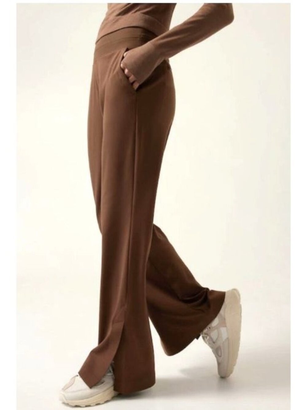 Athleta Venice High Rise Flare Pant S Mahogany Brown Wide Leg HTF color - Picture 8 of 14